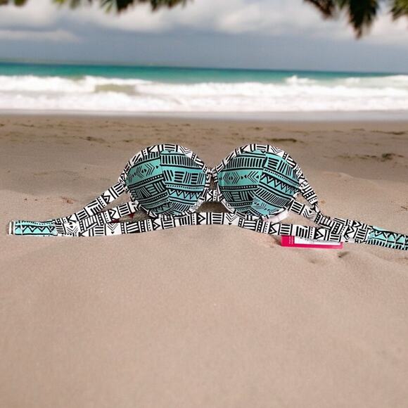 NEW Xhilaration Tribal Print Strapless Push Up Bikini Swim Top NWT Sz XS - Picture 2 of 15